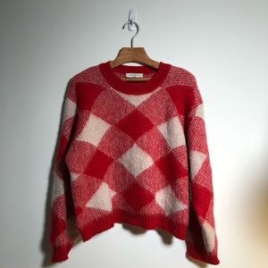 Sandro Sparks Plaid Mohair Sweater